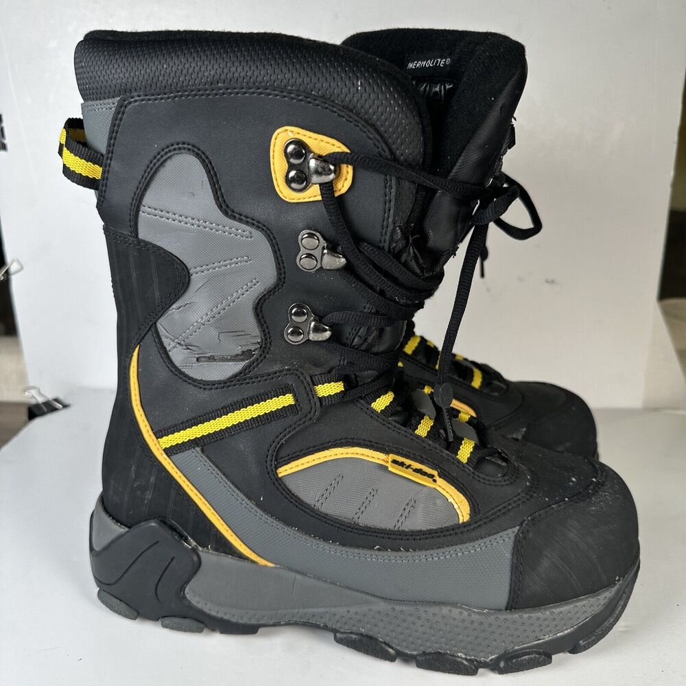 Ski-Doo BRP Team Racing Black Gray Thermolite Snowmobile Boots Men's Size 9